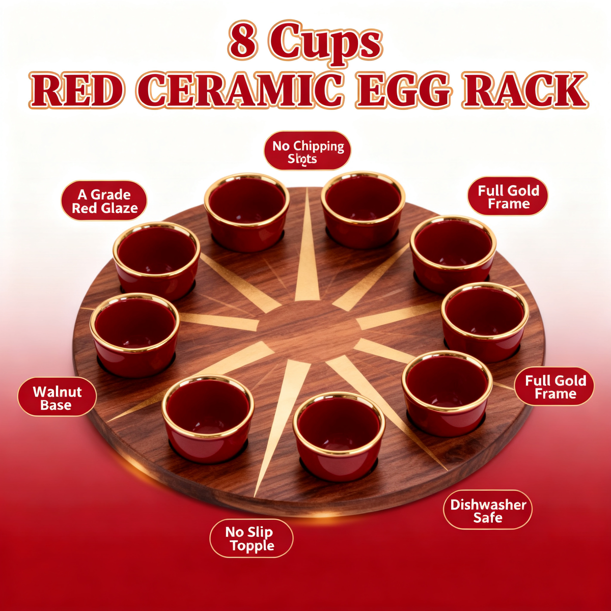 🍒 Elegant Red Ceramic Egg Holder | A Charming Tabletop Accent Designed to Bring Warmth, Style, and Everyday Dining Elegance