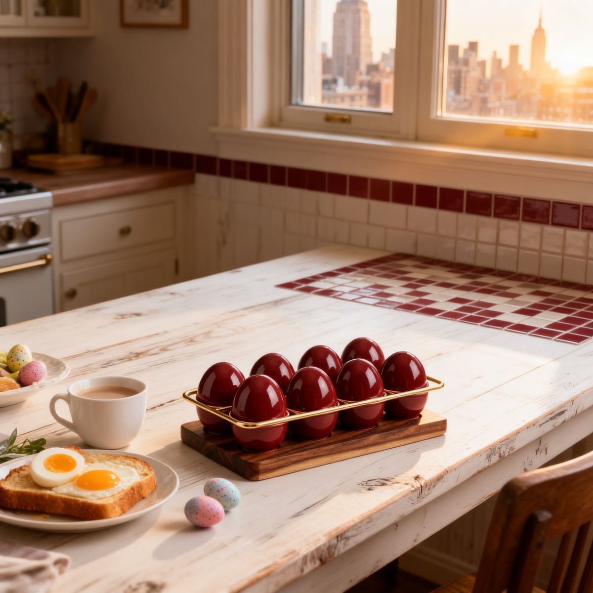 🍒 Elegant Red Ceramic Egg Holder | A Charming Tabletop Accent Designed to Bring Warmth, Style, and Everyday Dining Elegance