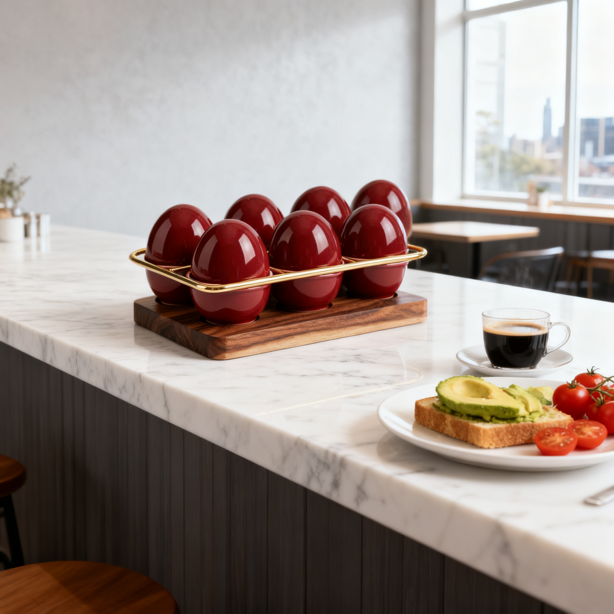 🍒 Elegant Red Ceramic Egg Holder | A Charming Tabletop Accent Designed to Bring Warmth, Style, and Everyday Dining Elegance