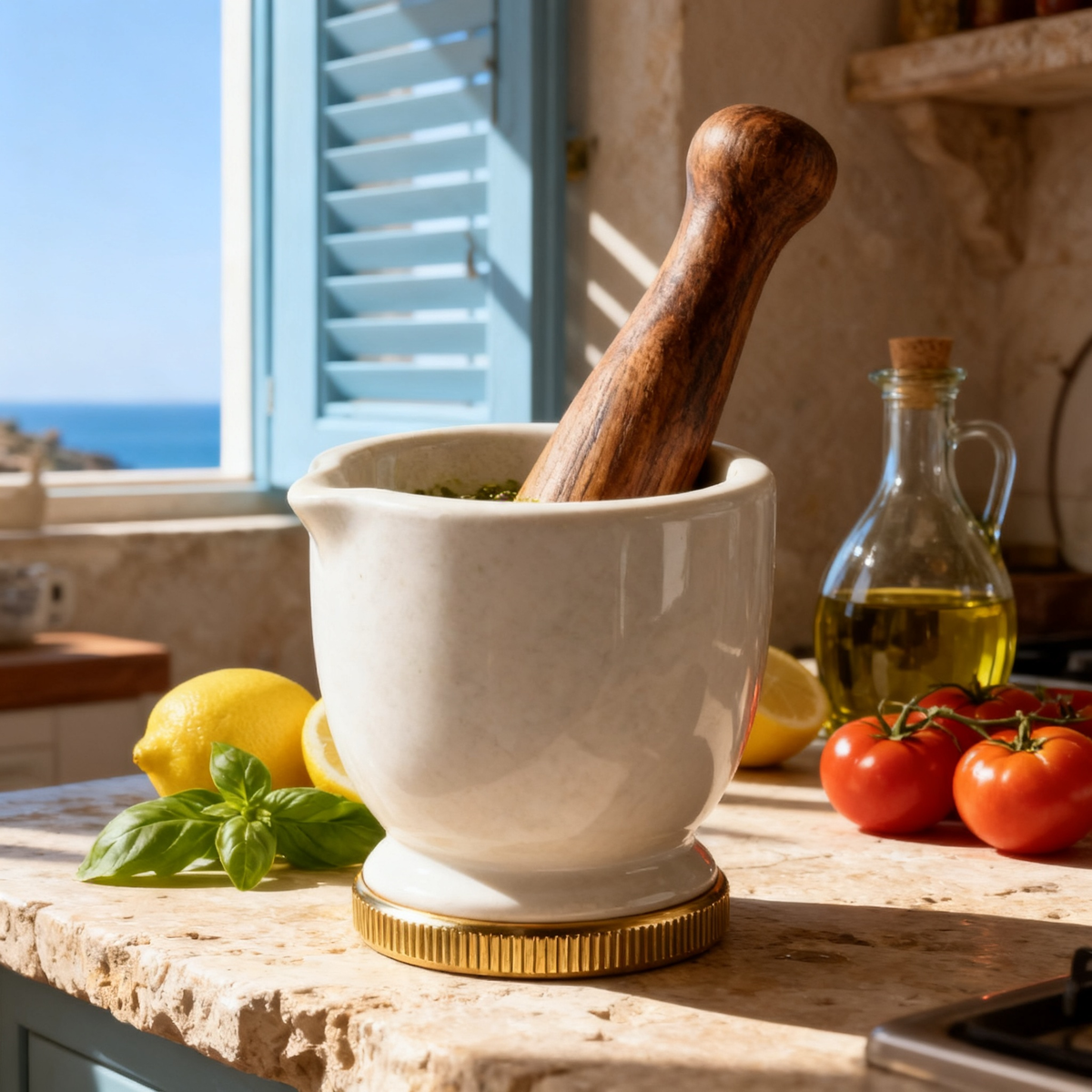 ⚪ Pure Ceramic Grinding Bowl With Metal Base | A Refined Kitchen Essential Designed for Precise Preparation and Elegant Culinary Moments
