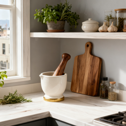 ⚪ Pure Ceramic Grinding Bowl With Metal Base | A Refined Kitchen Essential Designed for Precise Preparation and Elegant Culinary Moments