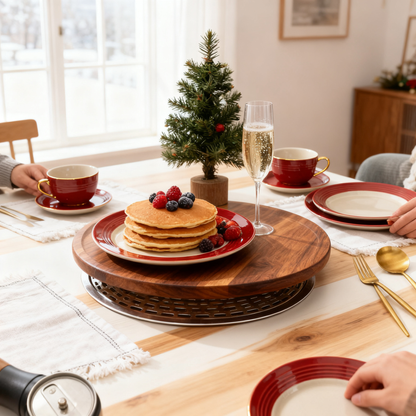 🍒 Red & White Ceramic Dinnerware Set