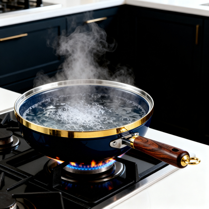 🫐 Deep Blue Non-Stick Frying Pan with Wooden Handle