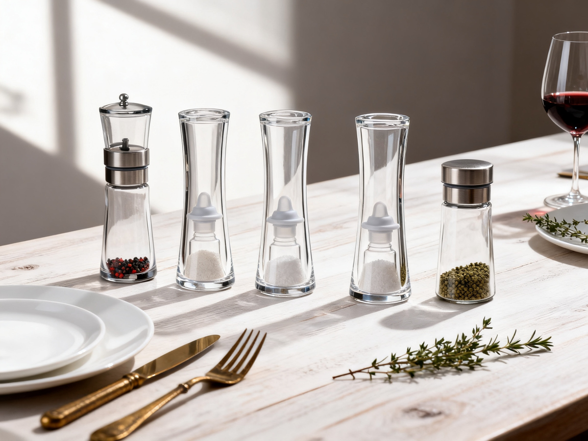 🌬 Hourglass Clear Glass Spice Jar Set of 6 | Stainless Steel Airtight Lids Kitchen Salt Sugar Storage Canisters Moisture-Proof Visible Seasoning Containers