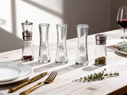 🌬 Hourglass Clear Glass Spice Jar Set of 6 | Stainless Steel Airtight Lids Kitchen Salt Sugar Storage Canisters Moisture-Proof Visible Seasoning Containers