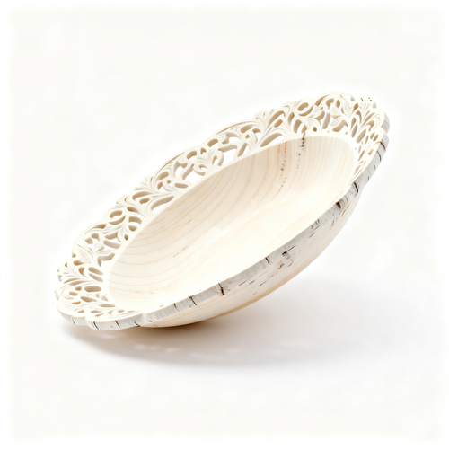 🕊 Natural Wood Hollow-Carved Oval Fruit Tray | Hand Openwork Lace Rim Off-White Wooden Shallow Tray Living Room Coffee Table Decor Storage Tray
