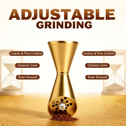 ✨ Brushed Gold Conical Manual Spice Grinder｜Adjustable Ceramic Grinding Core Pepper & Sea Salt Mill Luxury Table Seasoning Tool