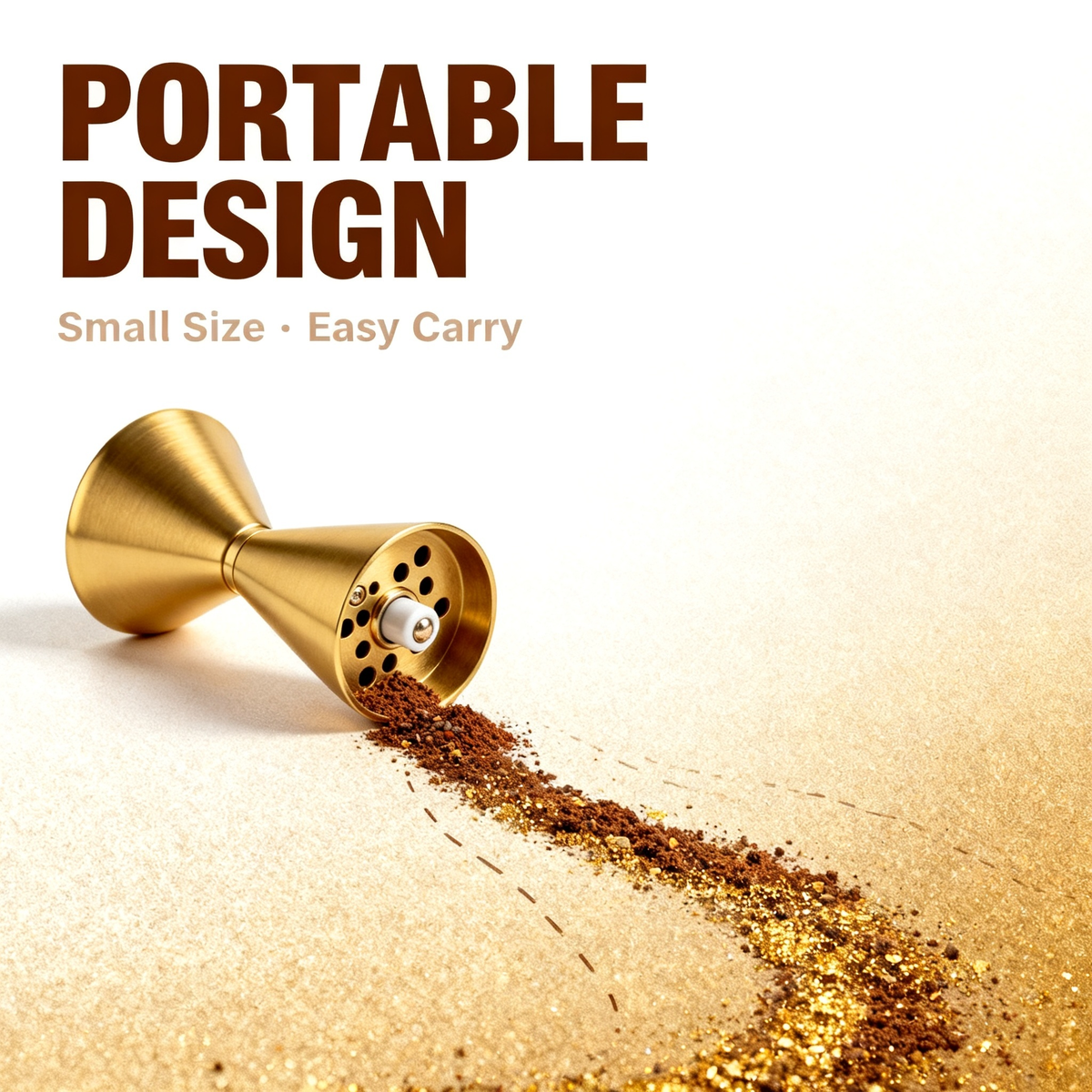 ✨ Brushed Gold Conical Manual Spice Grinder｜Adjustable Ceramic Grinding Core Pepper & Sea Salt Mill Luxury Table Seasoning Tool