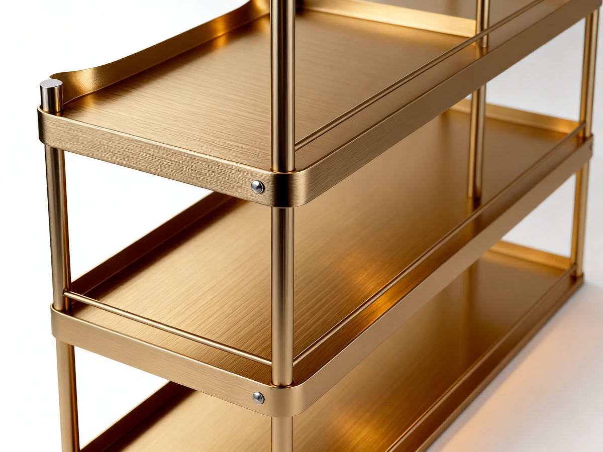 📀Luxury Champagne‑Gold 4‑Tier Storage Rack｜Brushed Metal Open Organizer Shelf Entryway Shoe Rack Kitchen Counter Multi‑Layer Display Stand