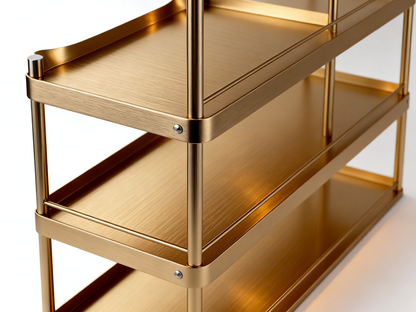 📀Luxury Champagne‑Gold 4‑Tier Storage Rack｜Brushed Metal Open Organizer Shelf Entryway Shoe Rack Kitchen Counter Multi‑Layer Display Stand